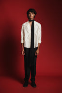 Charcoal Silk Men's Pleated Tapered Pants