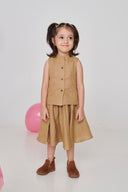 Husk Girls Band Collar Top And Gathered Skirt Set