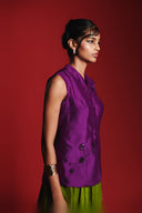 Jamun Silk Embroidered Women's Sleeveless Jacket