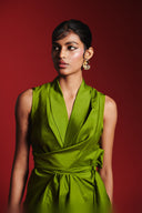 Fern Silk Women's Lapel Blazer Top Set