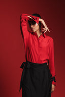 Charcoal Silk Women's Tie Waist Pants