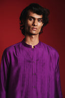 Jamun Silk Men's Pleated Placket Kurta Set