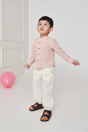 Blush Linen Boys Band Collar Shirt