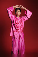 Gulabi Silk Embroidered Women's Mandarin Top Set