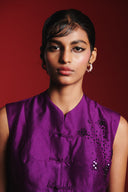 Jamun Silk Embroidered Women's Sleeveless Jacket