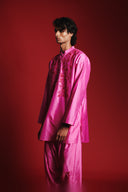 Gulabi Silk Embroidered Men's Band Collar Kurta