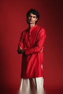 Scarlet Silk Men's Pleated Placket Kurta