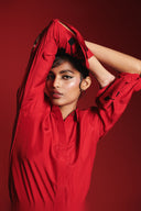 Scarlet Silk Embroidered Women's Wide Cuff Shirt