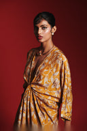 Wild Lilies Silk Women's Gathered Kaftan Dress