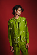 Fern Silk Men's Band Collar Shirt