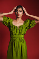 Fern Silk Women's Puff Sleeve Maxi Dress