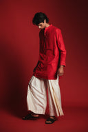 Scarlet Silk Men's Pleated Placket Kurta