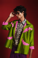 Fern Silk Embroidered Men's Applique Jacket