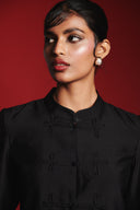 Charcoal Silk Women's Mandarin Jacket