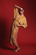 Wild Lilies Silk Women's Gathered Kaftan Dress