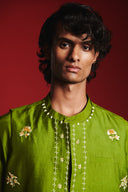Fern Silk Men's Band Collar Shirt