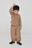 Mousse Linen Boys Band Collar Shirt
