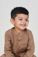 Mousse Linen Boys Band Collar Shirt