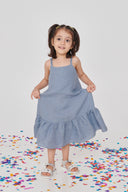 Sky Linen Girls Frill Dress