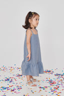 Sky Linen Girls Frill Dress
