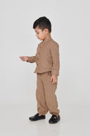 Mousse Linen Boys Band Collar Shirt