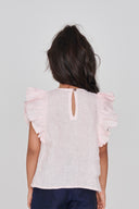 Fleur Linen Girls Frill Top