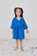 Santorini Linen Girls Wrap Tie Dress