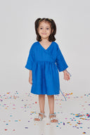 Santorini Linen Girls Wrap Tie Dress - Sale