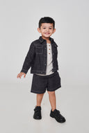 Graphite Linen Denim Boys Jacket Set - Sale