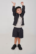 Graphite Linen Denim Boys Jacket Set - Sale