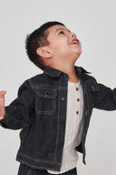 Graphite Linen Denim Boys Jacket Set