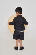 Graphite Linen Denim Boys Jacket Set - Sale