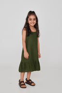 Safari Linen Girls Frill Dress