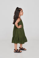 Safari Linen Girls Frill Dress