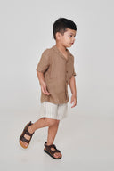Undyed Boldstripe Linen Boys Lounge Shorts