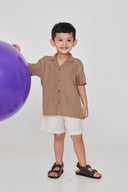 Undyed Boldstripe Linen Boys Lounge Shorts