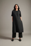 Kohl Linen Half Sleeves Kurta Set