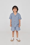 Sky Linen Boys Camp Collar Shirt