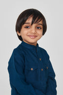 Indigo Linen Boys Saif Kurta Set