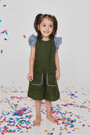 Sky Linen Girls Frill Top