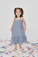 Sky Linen Girls Frill Dress