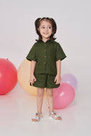 Safari Linen Girls Shorts Set