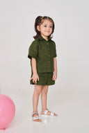 Safari Linen Girls Shorts Set