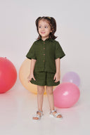 Safari Linen Girls Shorts Set