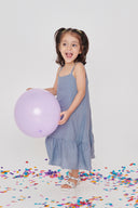 Sky Linen Girls Frill Dress