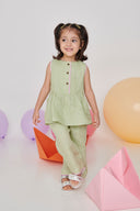 Pista Linen Girls Lace Peplum Set