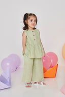 Pista Linen Girls Lace Peplum Set - Sale