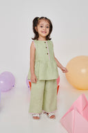 Pista Linen Girls Lace Peplum Set