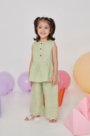 Pista Linen Girls Lace Peplum Set