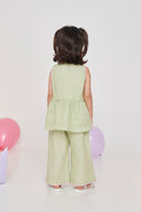Pista Linen Girls Lace Peplum Set